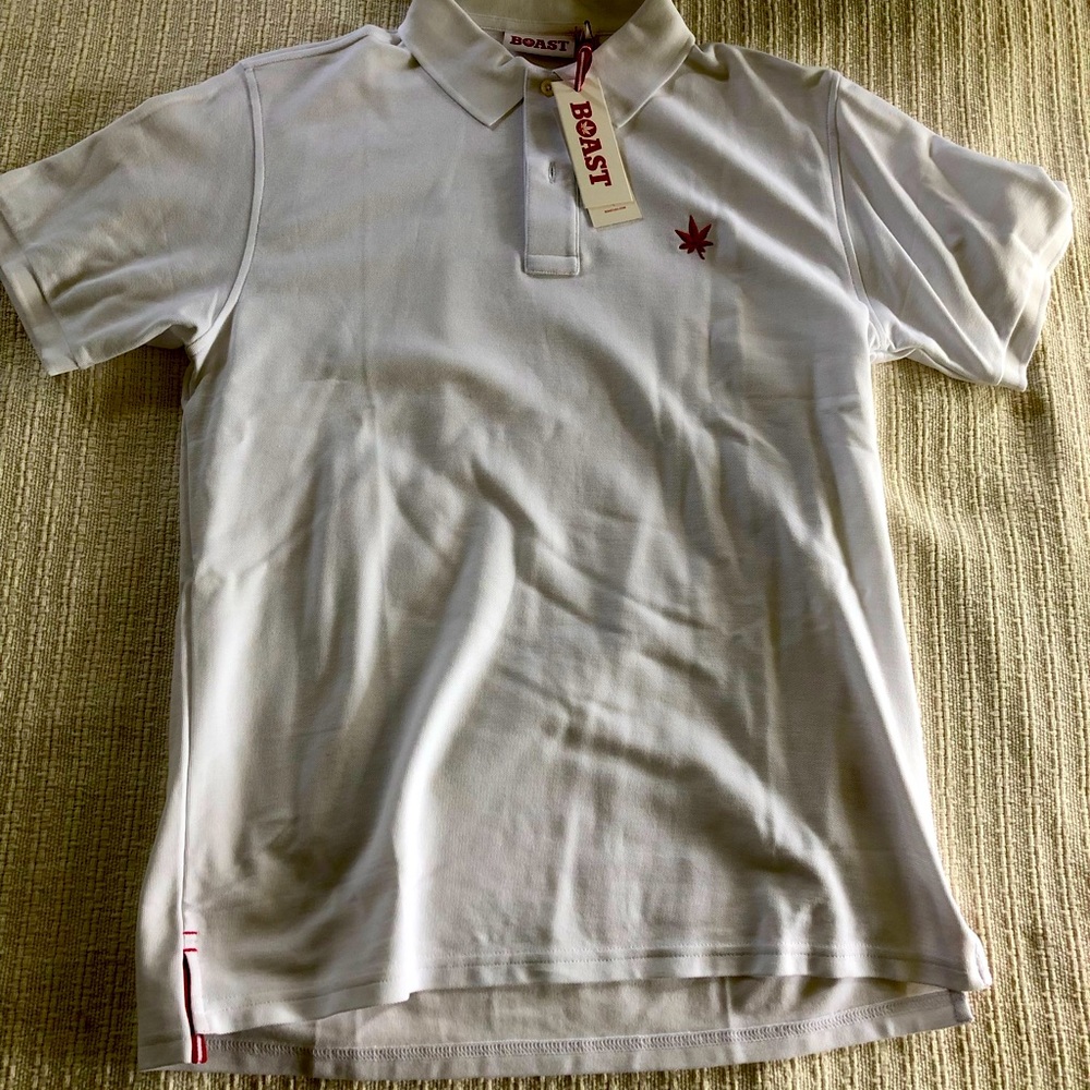 Boast mens white polo